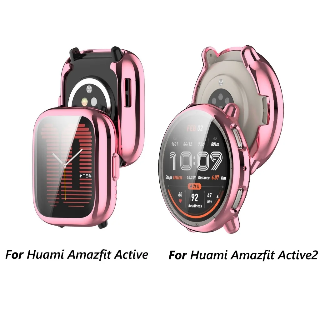 ฝาครอบกรณีTPUสําหรับHuami Amazfit Active 2 A2437 นุ่มElectroplating SmartWatchป้องกันหน้าจอกรอบAnti-Scratchเต็มรูปแบบ