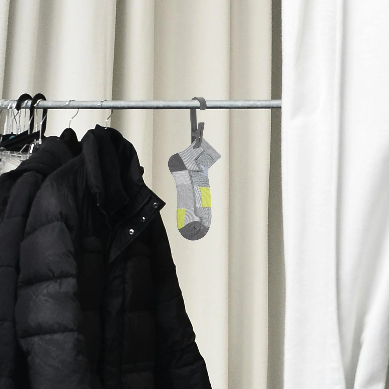 

4Pcs Multifunctional Hanger with Clips for Clothes Socks Towels Boot Holder Plastic Clip Hooks Closet Organization Tool