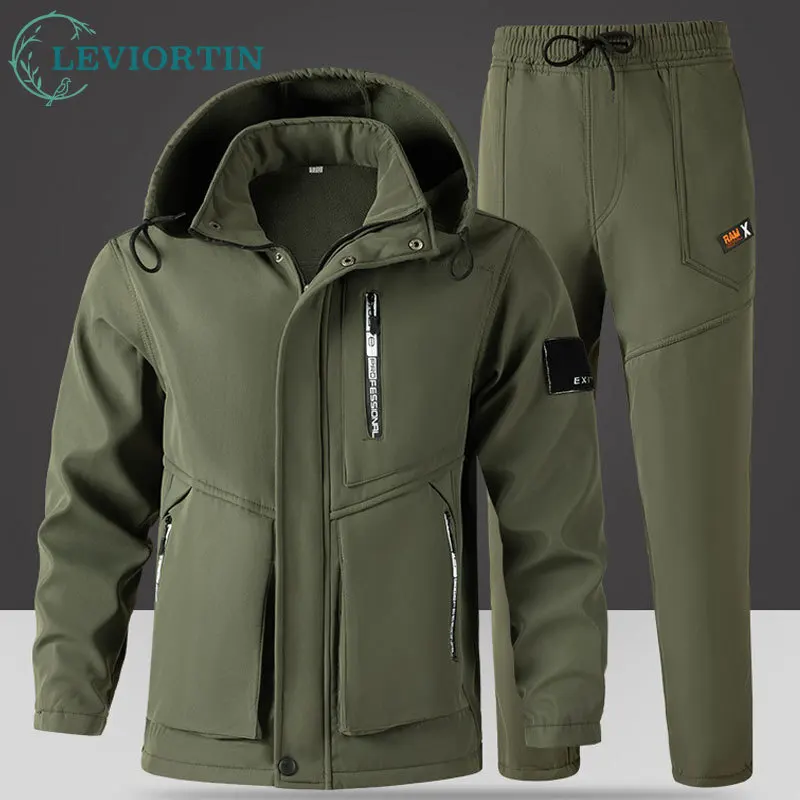 

Зимний мужской тактический комплект, камуфляжный комплект, мягкий флисовый боевой костюм, ветровка, теплая водонепроницаемая тренировочная форма с несколькими карманами на открытом воздухе