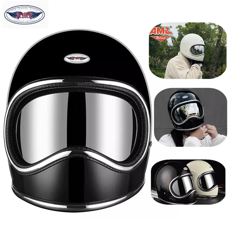 

AMZ NEW Japanese Vintage Helmet Small Cruise Men Women Four Seasons Fiberglass Full Helmet Casco De Moto Helmet Motorcycle