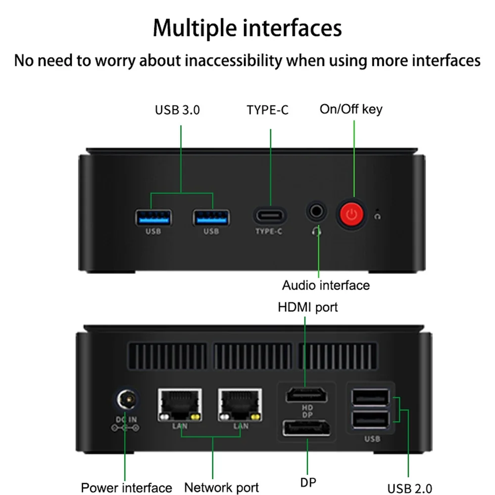 SZBOX R15 Intel N150 Mini PC Windows 11 Pro WiFi6 Bluetooth DDR5 M.2 NVMe SSD Dual 2.5G LAN HDMI DP Computer da gioco desktop