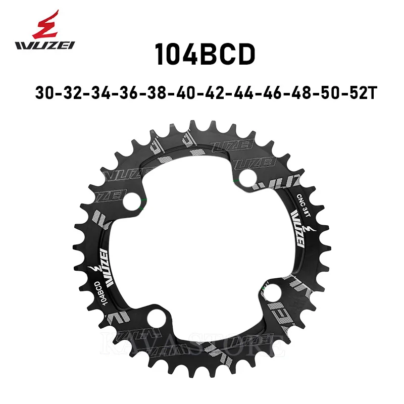 WUZEI BCD 104 34T 36T 38T Round Narrow Wide 104BCD 34 32 Teeth Mtb Bike Chainring Single Speed Aluminum 12V 11V 10V