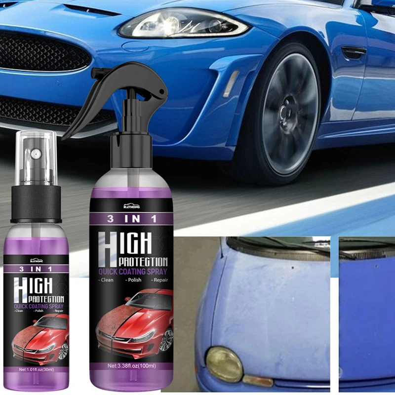 3 In 1 Quick Coating Spray High Protection Car Shield Coating Car Paint Repair Car Exterior Restorer Ceramic Spray Coating Quick