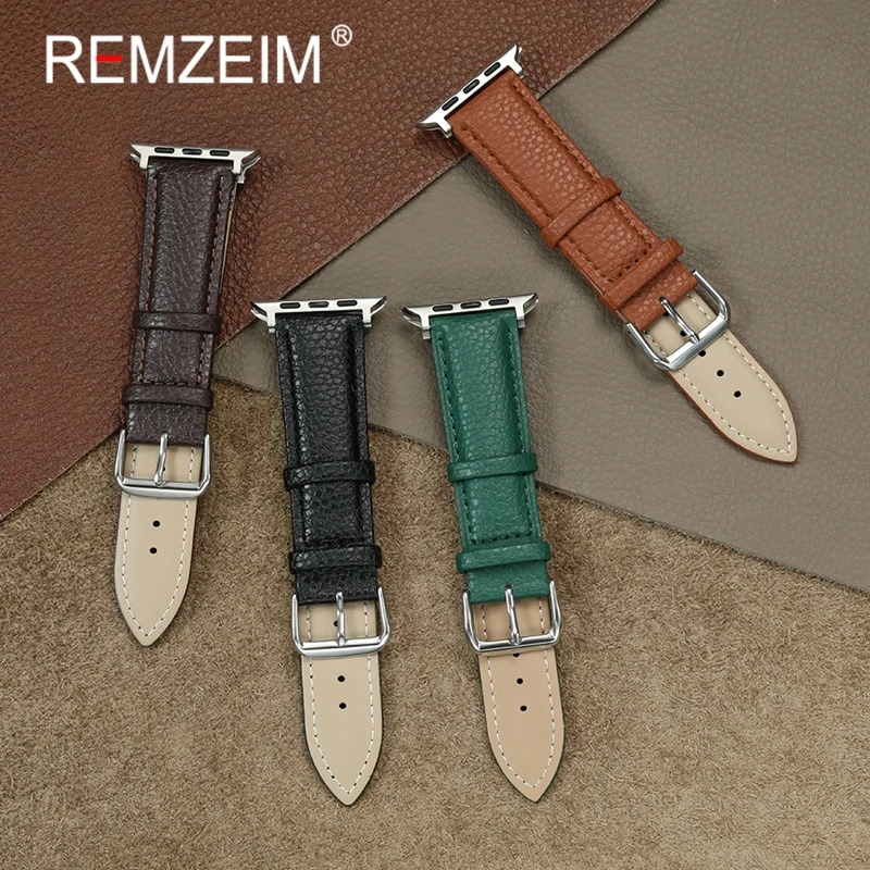 Damski Męski Pasek do Zegarka z Ekoskóry PU Zamiennik Paska do Apple Watch 49/46/45/44/42/41/40/38mm do Iwatch 1-10 SE Ultra 2