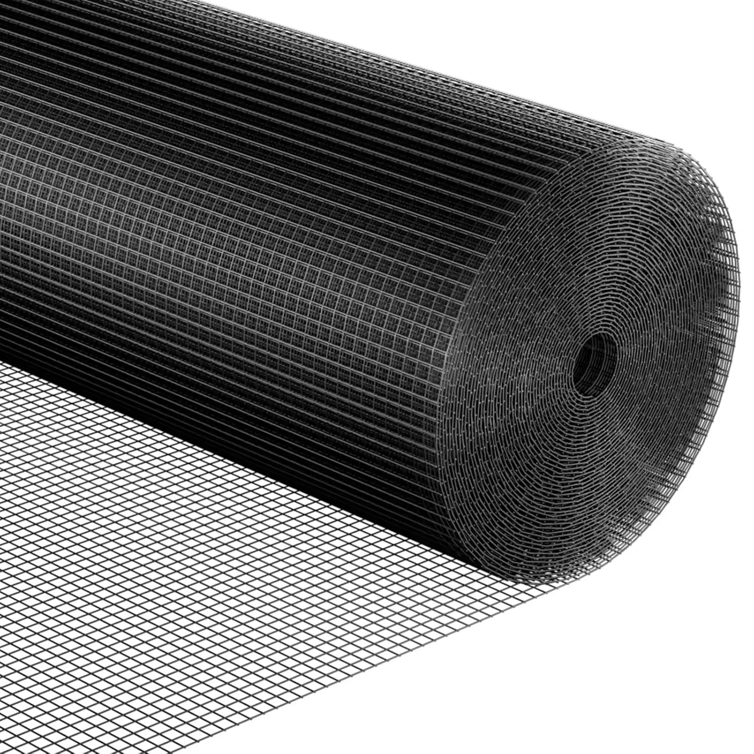 VELPAX Fil de grillage noir, maille carrée, taille 6,3x6,3 mm, rouleau de 20 m, hauteur 100 cm, acier galvanisé, volière, jardin, protection