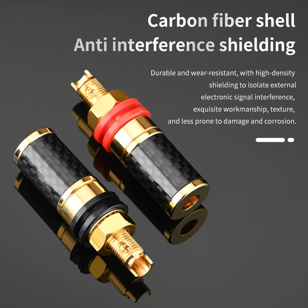 كتلة طرفية HiFi مطلية بالذهب والنحاس النقي ، لوحة مضخم صوت ، قابس موزة ، قاعدة نسائية ، مقبس كابل مكبر صوت