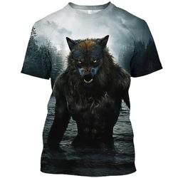 Camiseta con estampado 3d de Lobo y Animal para hombre, camisa de manga corta con cuello redondo, estilo Harajuku, Top cómodo de talla grande, verano 2023