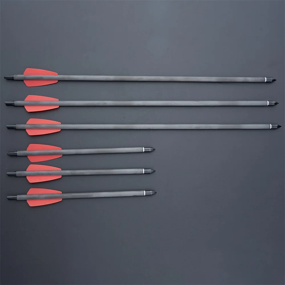 Toparchery 7.5/15 Inch Carbon Arrow with 2pcs Red Plastic Feathers Hunting Arrows for Outdoor Hunting 6/12/24pcs