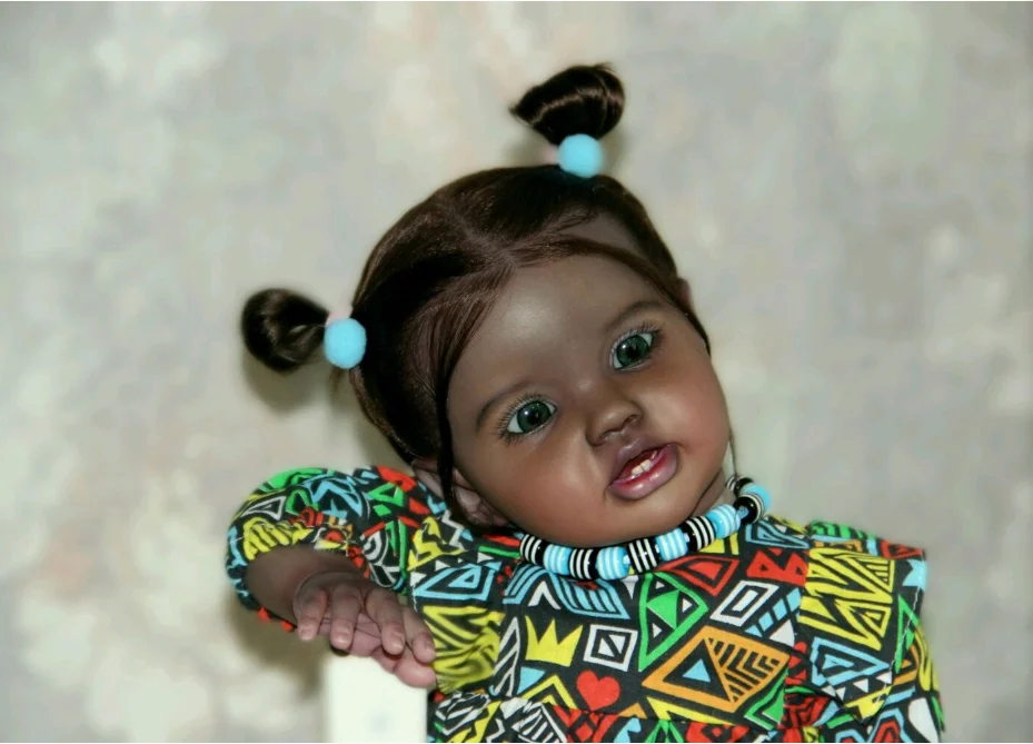 

EGO 24inch Reborn Doll Lottie Black Complexion Rooted Hair Painted Finished