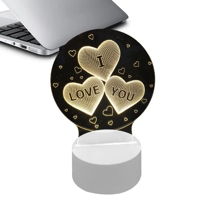 

Heart Acrylic Night Light Night Lamp For Kids Bedroom Non-slip Base Desk Nursery Night Lamp For Bedroom Adds Romantic Atmosphere