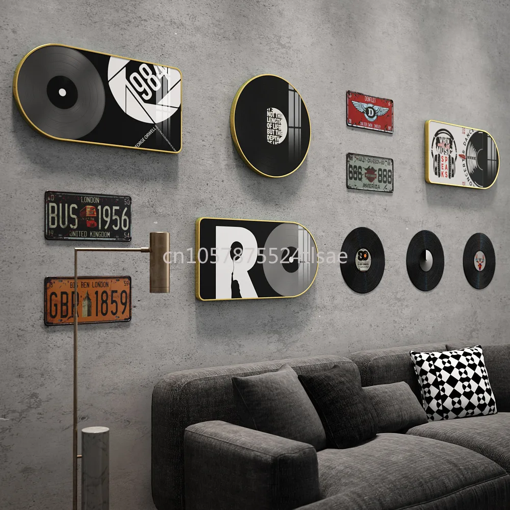Fashion Versatile Vinyl Record Loft Industrial Style Decorative Painting Music Vintage Bar Hotel Background Wall Decoration