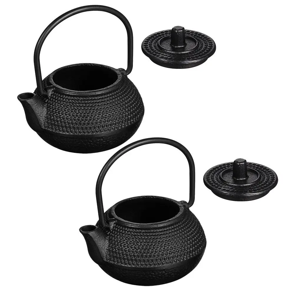 

2Pcs Mini Cast Iron Teapot Decorative Tea Kettle Small Tea Pet for Desk Shelf Bedroom Dining Room Indoor Outdoor Layout