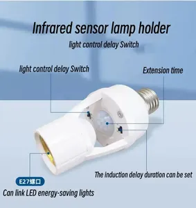 360 Degrees PIR Human Induction Motion Sensor LED Night Lamp Holder Corridor Base E27 Delay Time Adjustable Switch
