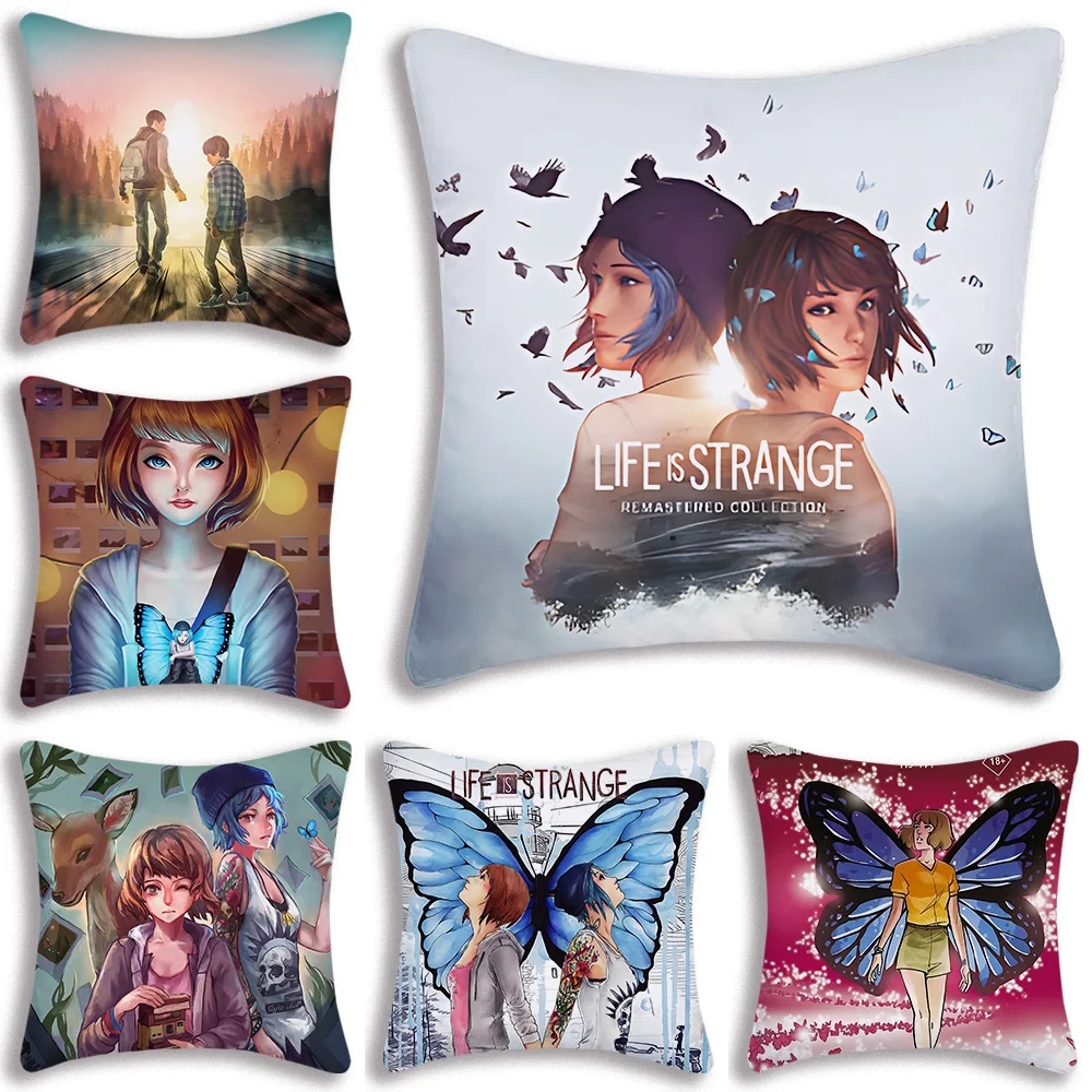 Life is Strange Anime Pillow Covers Cartoon Sofa Decorative Home Double-sided Printing Short Plush Cute Cushion Cover