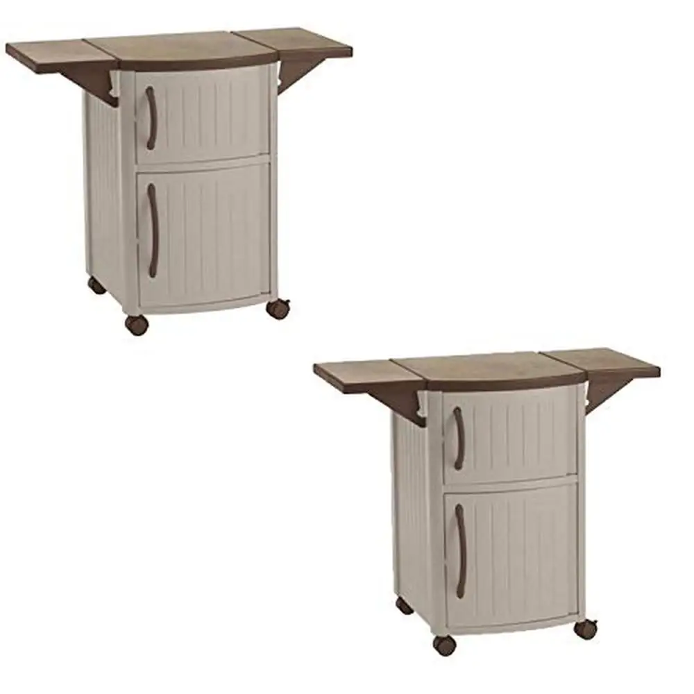 

Outdoor Patio Prep Serving Station Cabinet 2 Pack Easy Assembly Resin Construction 40" Serving Space Grilling Accessory Storage