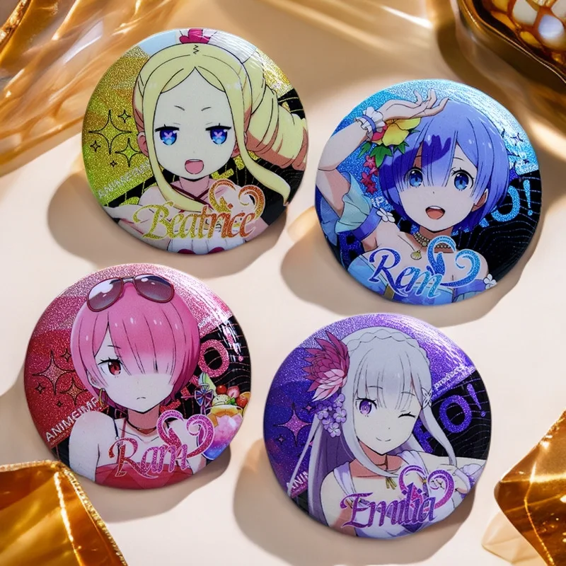 RE's Life in A Different World From Scratch Anime Peripheral Double Flashing Bar Badge Exquisite Millet Y2k Fashion Toys Anime