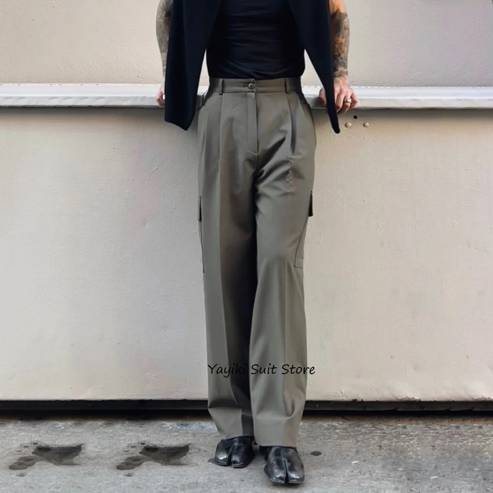 

Однотонные прямые брюки для мужчин, деловые повседневные мужские брюки из полиэстера, рабочие брюки, классическая одежда