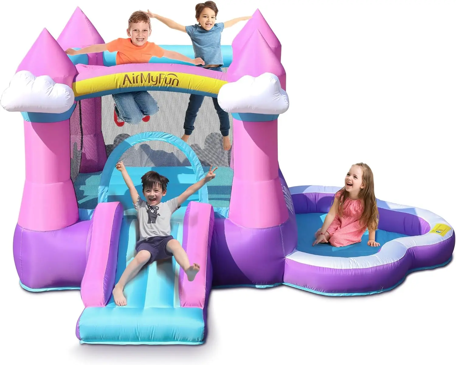 House for Kids 3-8 - Bouncy Castle with Slide, Blower, Water Pool and Ball Pit, Perfect for