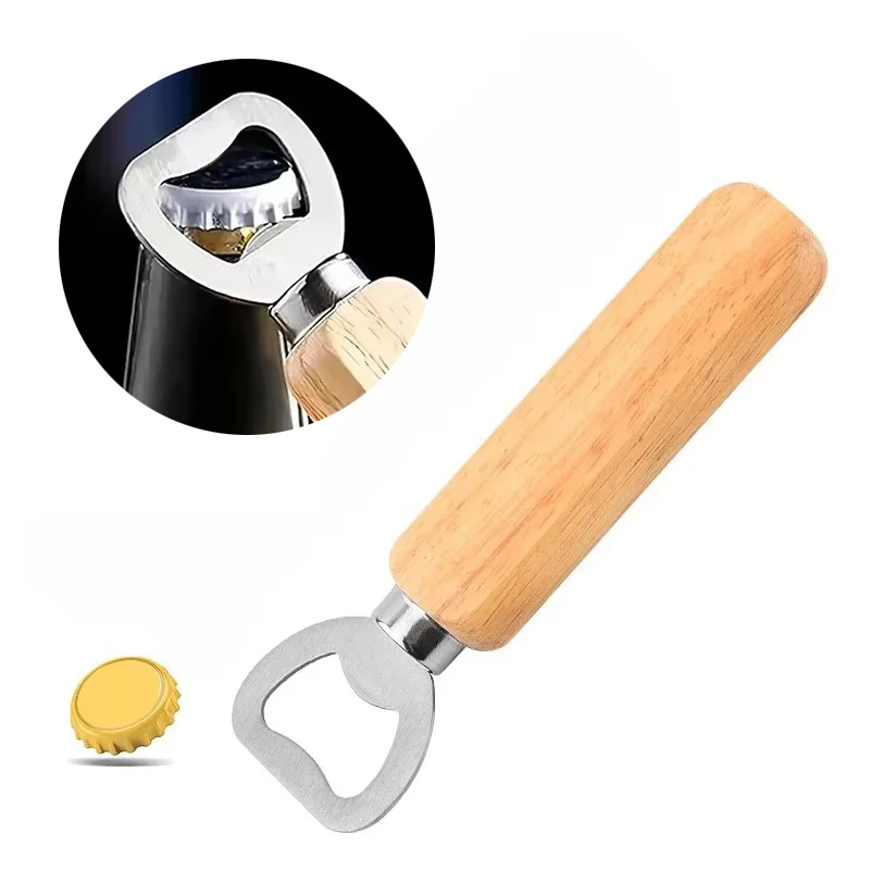 

Wooden Bottle Opener, Stainless Steel Wood Handheld Beer Opener, Funny Bartender Bottle Opener for Groomsmen Gifts