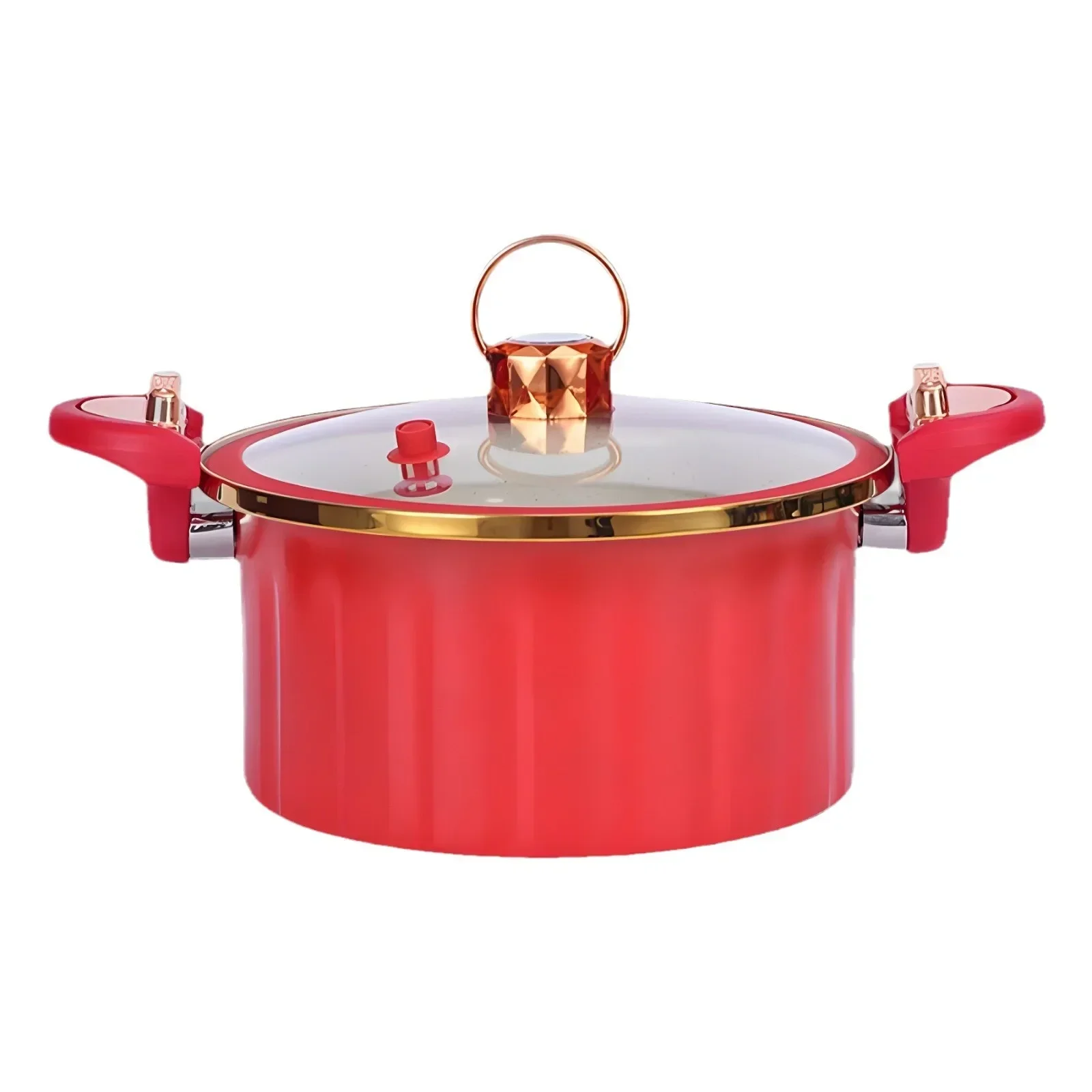 

8L Double Ear Slow Stewed Soup Pot，Multifunctional Micro Pressure Cooker, Chinese Red Cooking Pot, High Capacity, Korean Vacuum