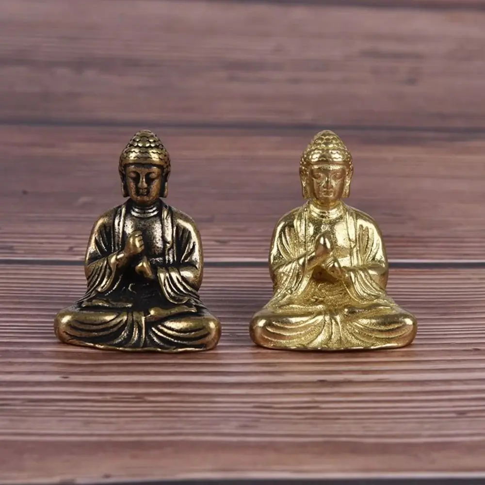 1Pcs Chinese Style Buddha Ornaments Vintage Pure Brass Mini Sakyamuni Pendant Creative Miniature Figurines Bonsai Crafts