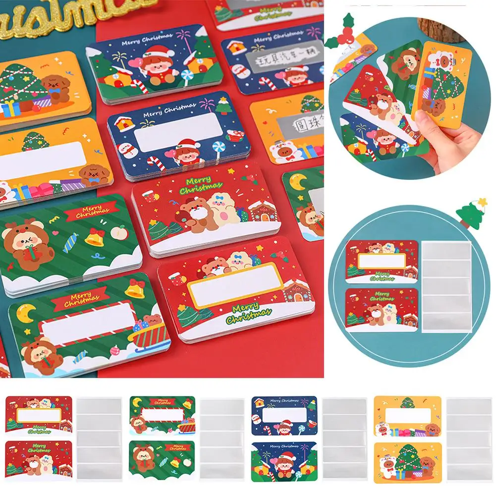 20pcs Cartoon Christmas Scratch Card Children's Christmas Handwritten Interactive Scratch Award Card Reward Lucky Scratch Decor