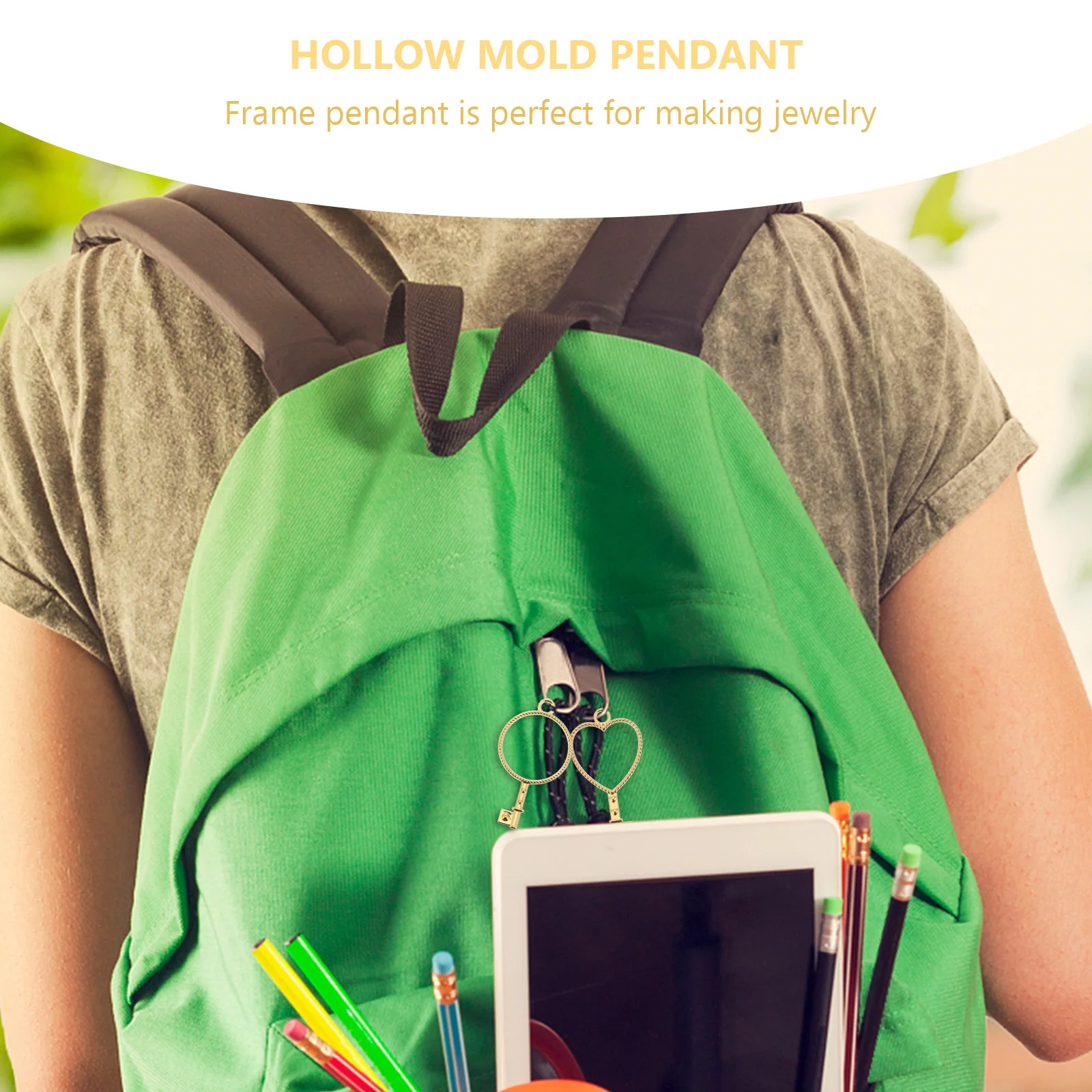 6 قطعة المعلقات الإطار المعدني مفتاح موضوع الجوف الراتنج السحر DIY بها بنفسك مجوهرات الحرفية أساور القلائد الايبوكسي قلادة صنع #2