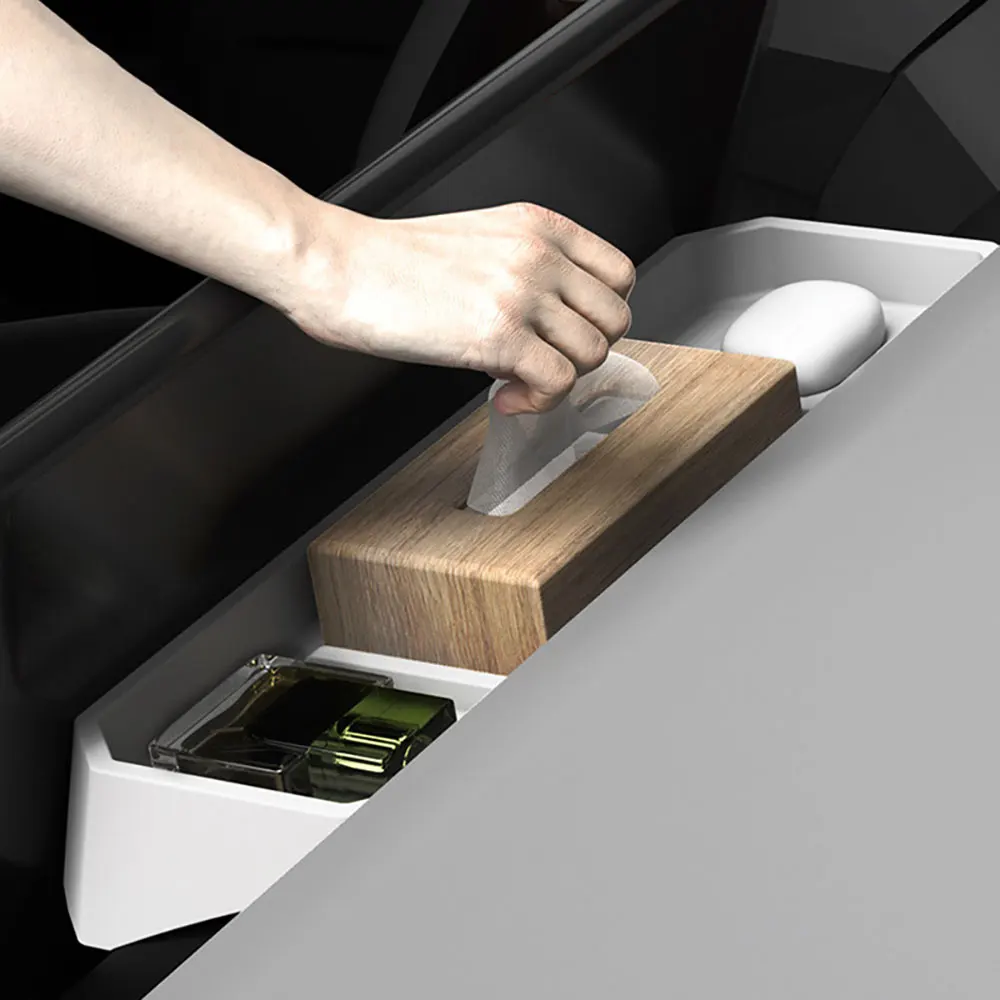 

Car Dashboard Storage Box for Tesla Cybertruck 2024 2025 Central Control Screen Rear Storage Tray Auto Interior Accessories 1pc