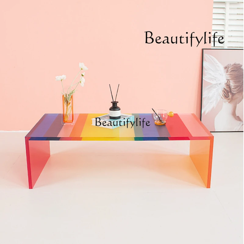 

Tatami floor rainbow coffee table same furniture glass bay window modern minimalist living room low table
