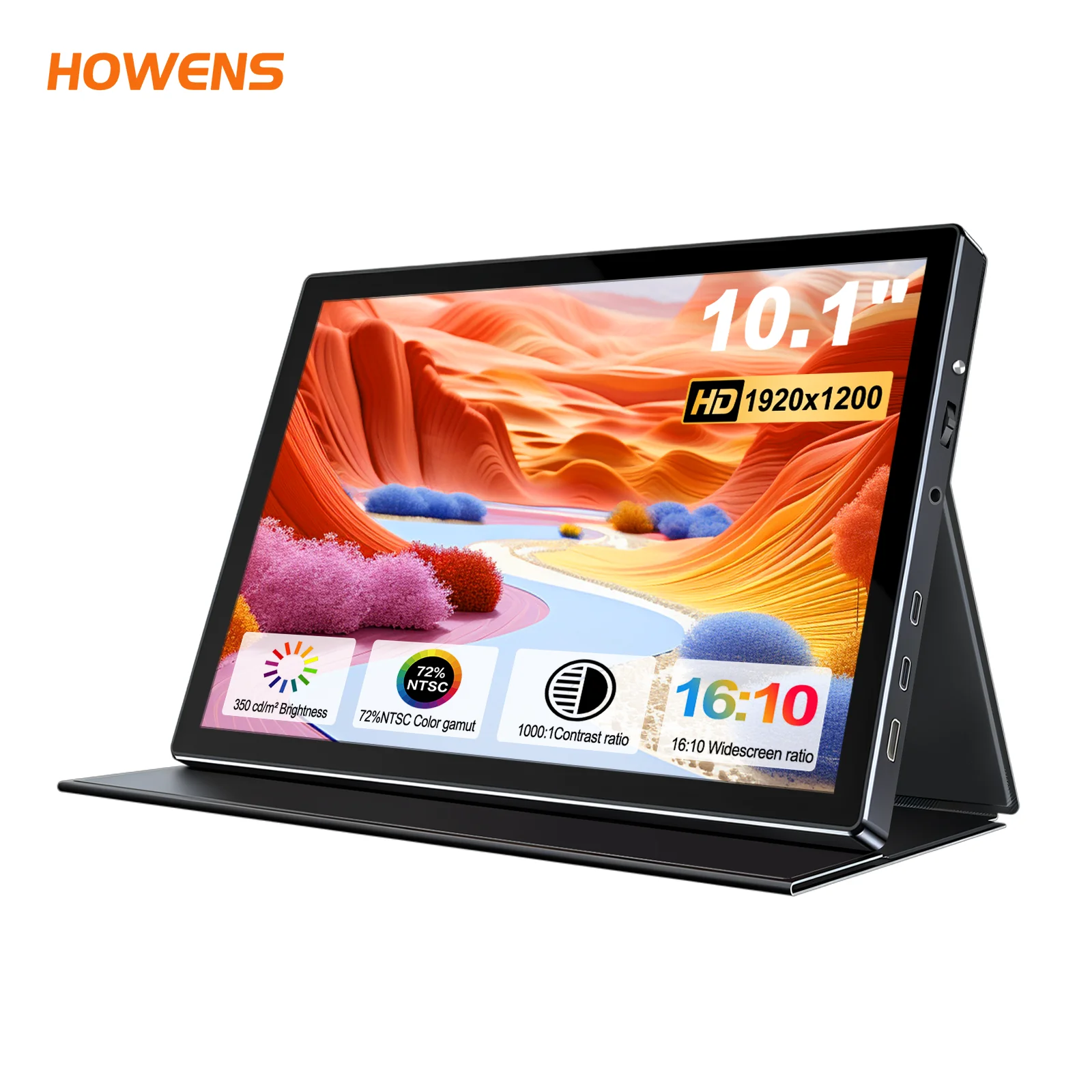 10.1 Inch 19201200 Portable Monitor IPS 72% NTSC Dual Speaker Extend Screen for Laptop Switch PS5 Office Gaming