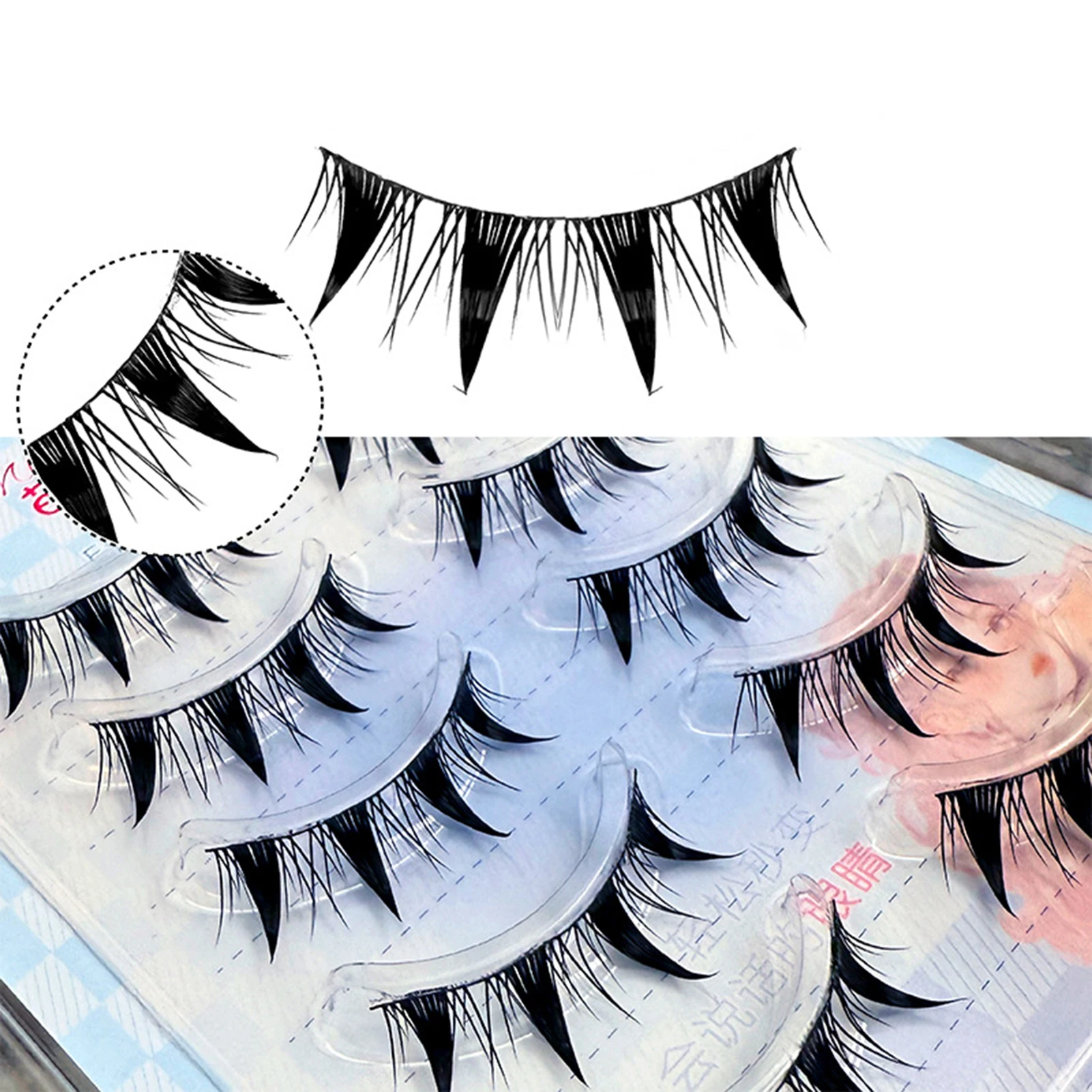 5 Paar Cat Eye dichte falsche Wimpern vergrößern Ihre Augen Sonnenblume Anime Manga Wimpern für natürliche dramatische Augen-Make-up-Tools