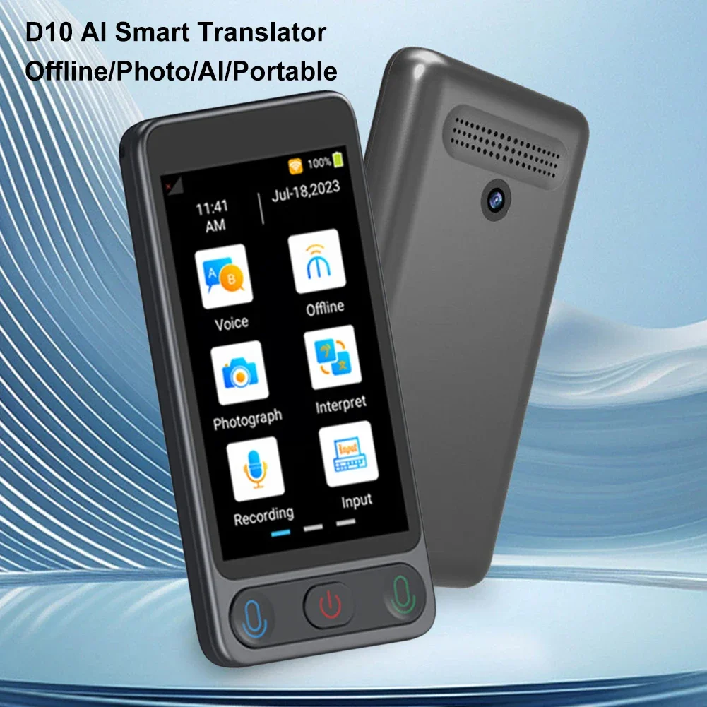 D10 Portable Language Translator Device with 138 Language Two-Way Language Translator Online/Offline/Recording/Photo Translation