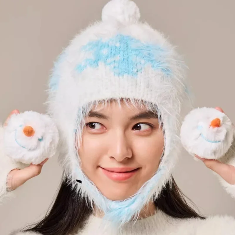 New Genuine Skullpanda Time To Make A Wish Series Knitted Hat Cute Snowflake Pattern Hat Skullpanda Warm Outdoor Hat Chlid Gifts