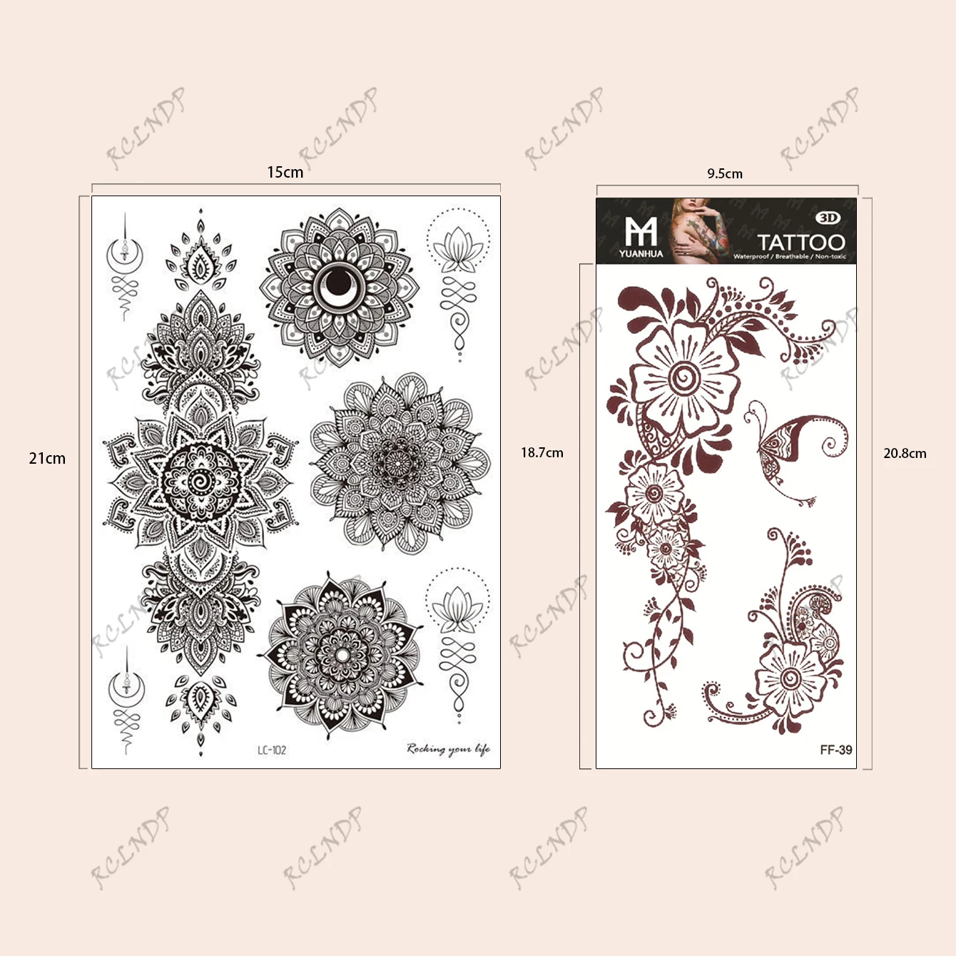 ملصق وشم مؤقت مقاوم للماء ، طائر الفينيق ، ماندالا ، كلاسيكي ، نمط كرمة ، مزيف ، للنساء والفتيات