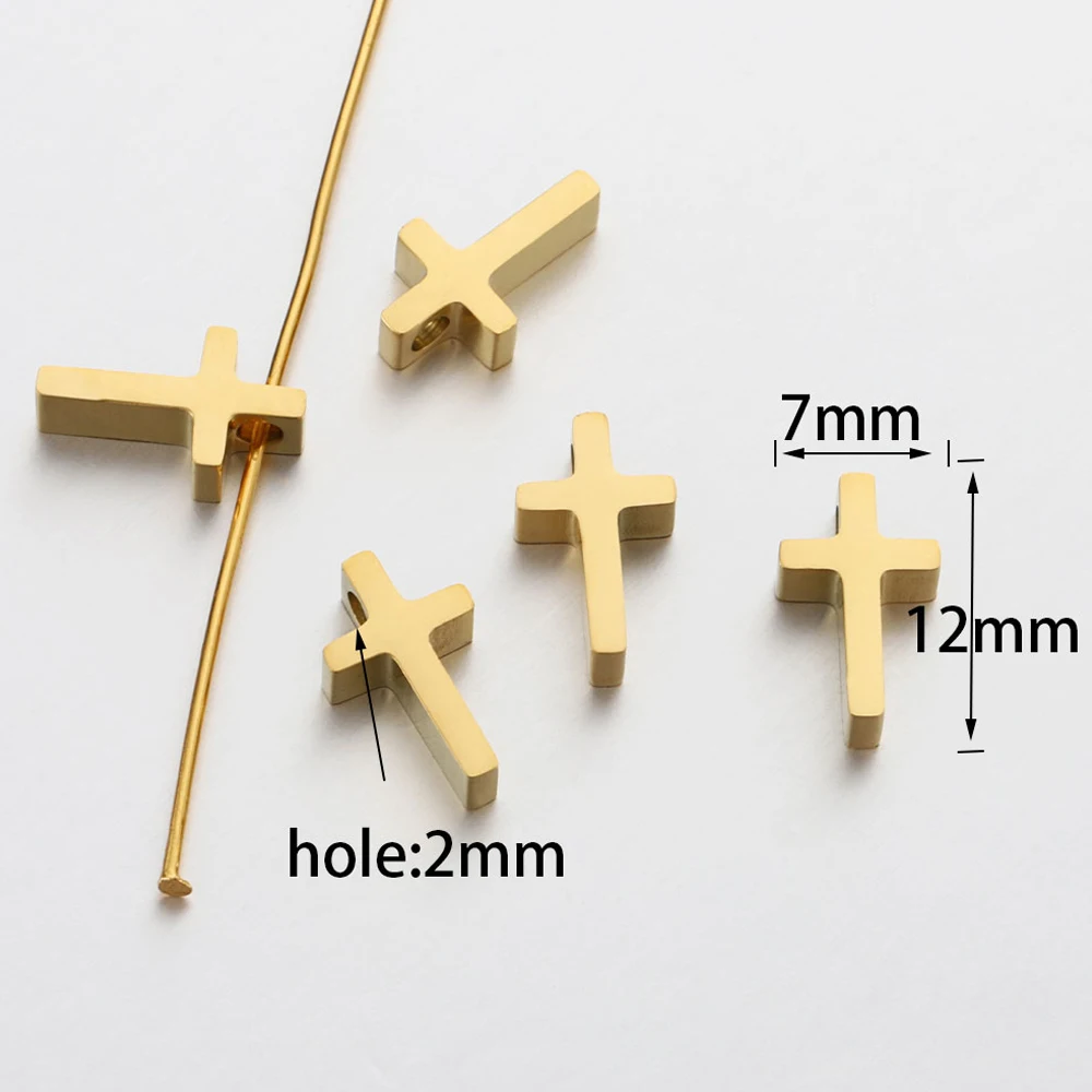 5-10pcs Stainless Steel Beads Cross Gold Color Spacer Beads for DIY Jewelry Making Components Accessories Bracelet Necklace