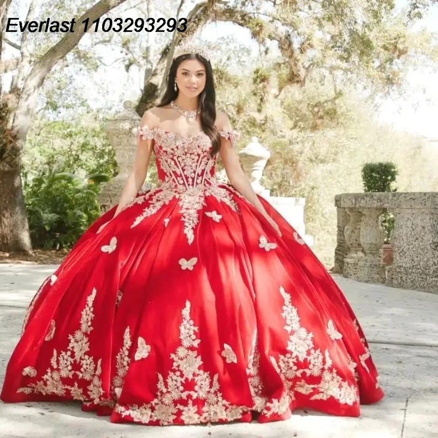 Evlast Marineblauwe Quinceanera Jurk Baljurk Goud Vlinder 3d Bloemen Applique Met Cape Sweet 16 Vestido 15 De Xv Años Tqd189