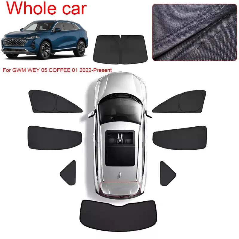 Auto Black Windows Privacy Sunshade For GWM WEY 05 COFFEE 01 2022-Present Anti-UV Heat Insulation Protect Cover Accessory