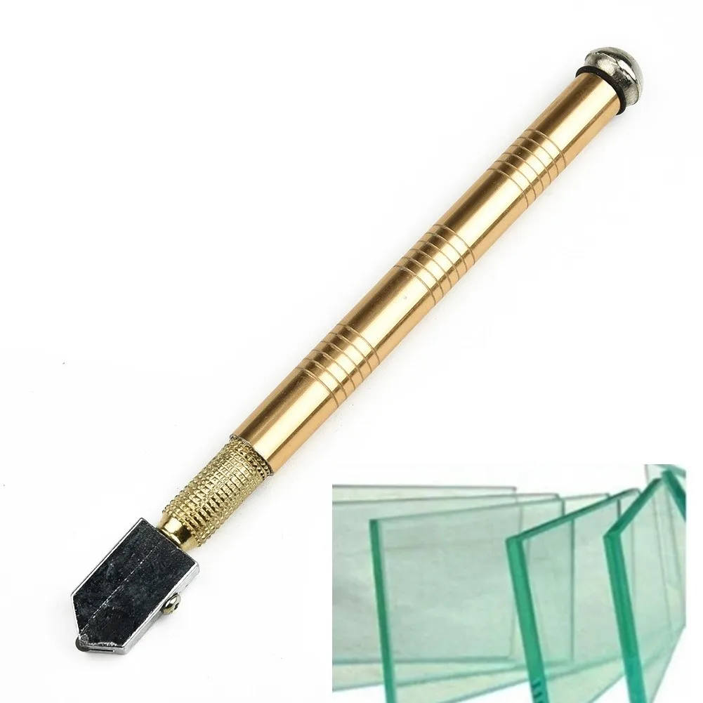 1Pc 150mm Glass Cutter Tool Metal Head With Carbide Wheel For 5-12mm Glass Diamond Anti-Skid Aluminum Handle