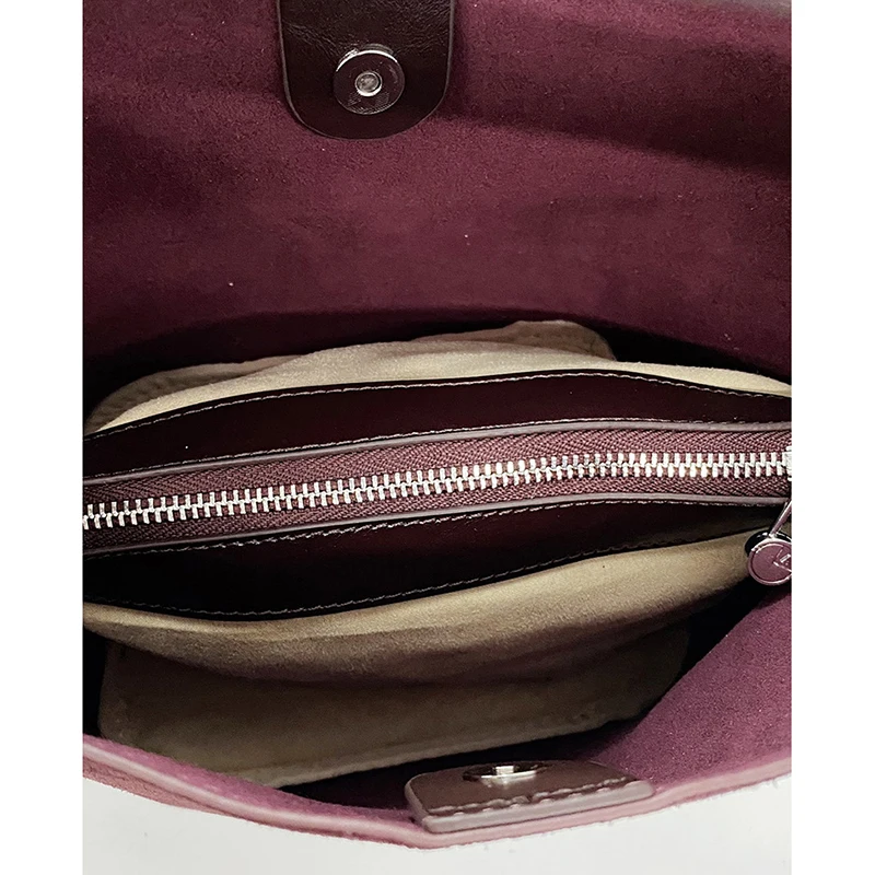 2025 خمر الجلد المدبوغ المرأة دلو حقيبة ماتي جلد البقر حقيبة كتف جلدية مقبض فاخر الراقية ركاب محفظة للسيدات #6