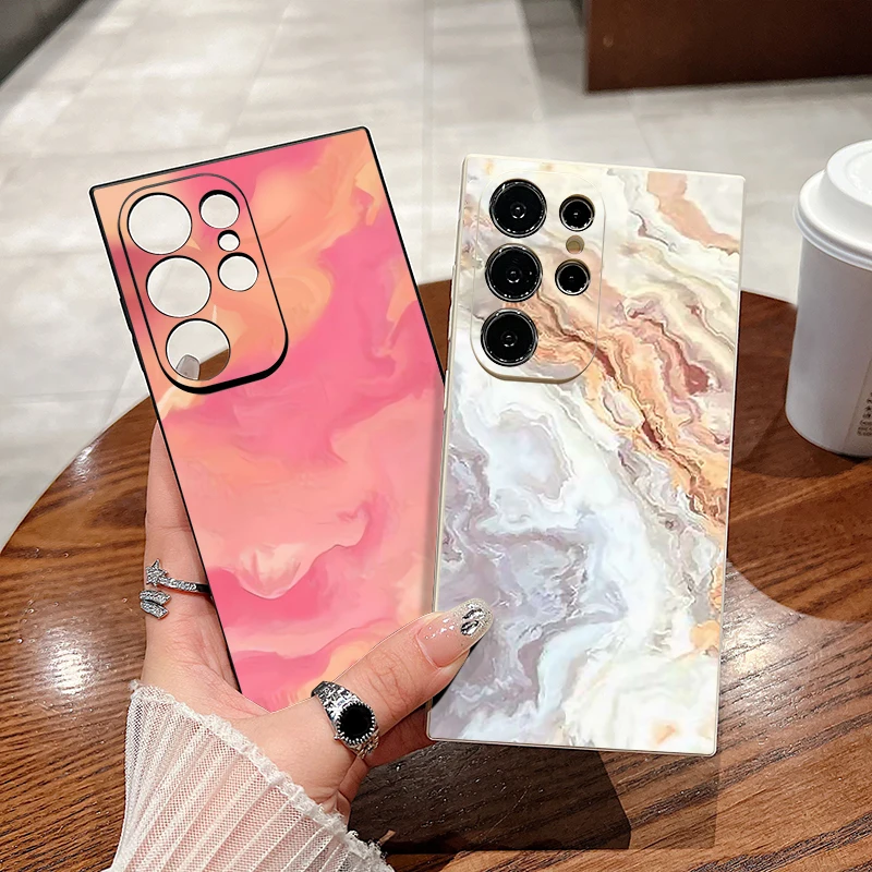 Etui Sandstone Marble Case dla Samsung Galaxy S24 S23 Ultra S22 S21 S20 FE A14 A34 A15 A25 A35 A52 A53 A54 A55 5G Soft Cover Coque — zdjęcie 3
