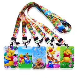 Disney Winnie the Pooh ID Card Holder Lanyards Eeyore Business Neck Strap Credit Card Case Piglet Badge Holder Retractable Clip