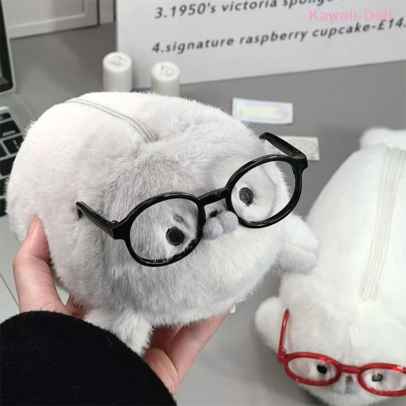 [DO]Funny Cute Seal Doll Pencil Case High Aesthetic Value Storage Bag Large Capacity Plush Stationery Bag School Supplies[DO] - view 2