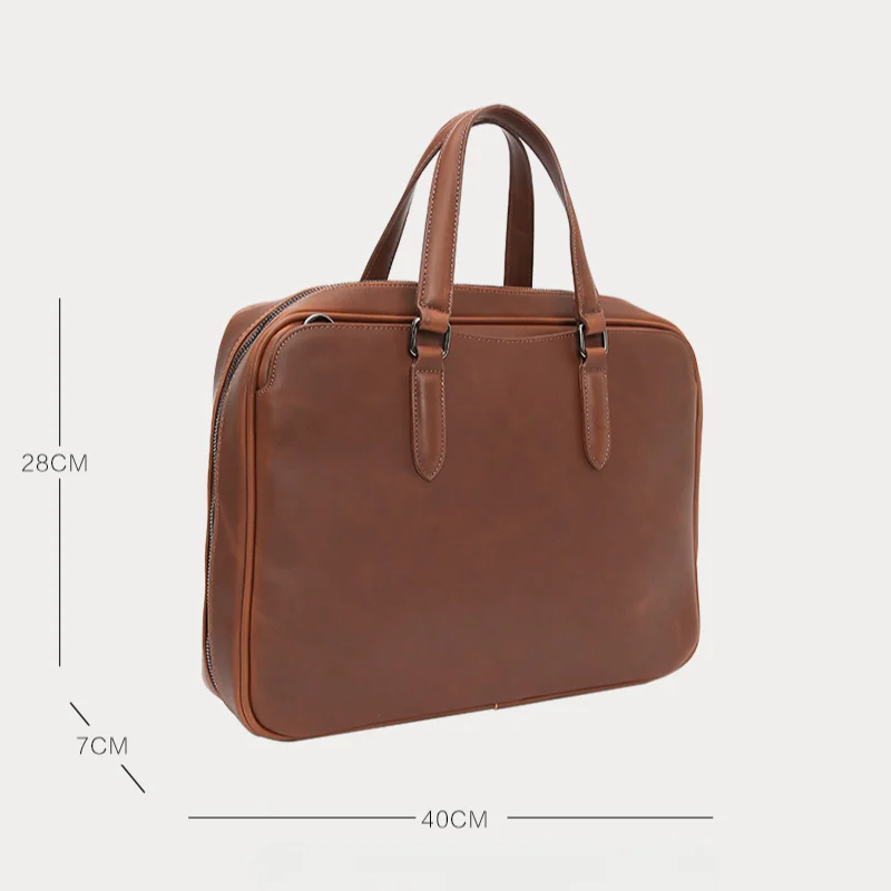 Brown Vintage Briefcase Business Documents 13-14 Inch Laptop Bag Can Be A Single Shoulder Messenger Bag