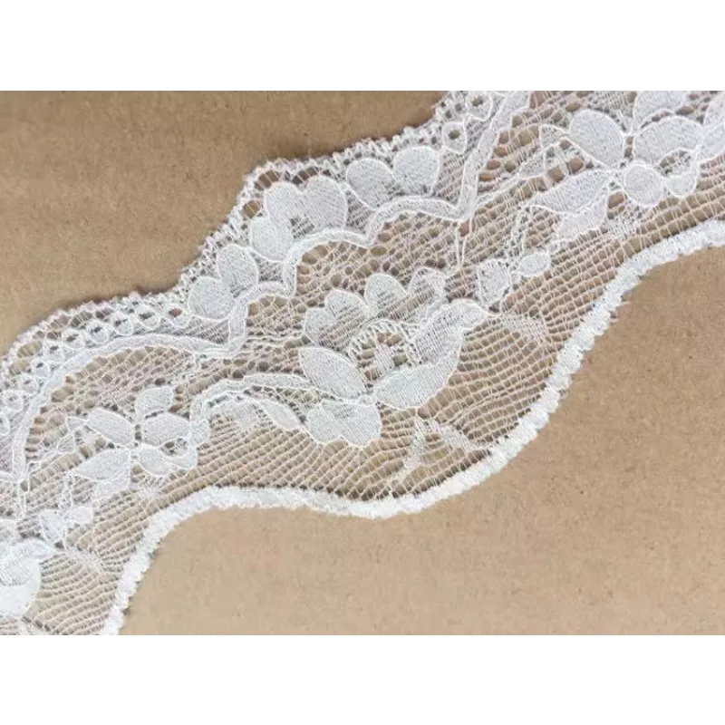 African lace fabric 2024 high quality 1yard black and white benchtop wavy edges, stretcs trim trims handmade elastic accessories