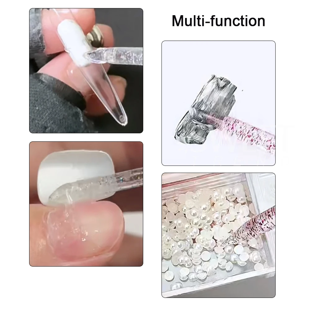 50 pz Plastica Cristallo Spingipelle Stick 95mm per Presse sulle Unghie Punte per Unghie Finte Smalto Gel Finto Rimuovere Lo Punteggiatura delle Unghie Strumento