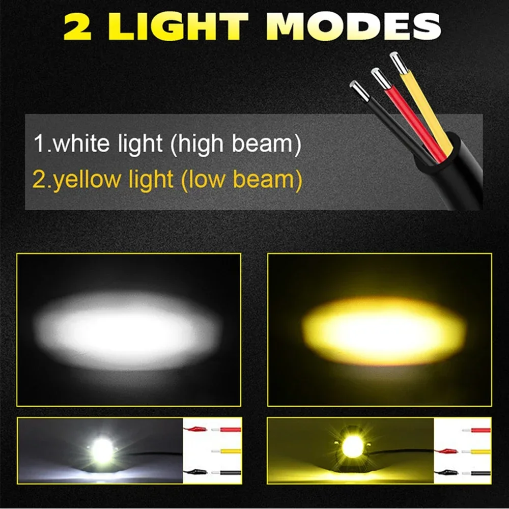 Dual Color Motorcycles Led Spotlight Moto Headlight Fog Light Scooter Night Lamp Accessories for ltz 400 suzuki BMW Car SUV ATV