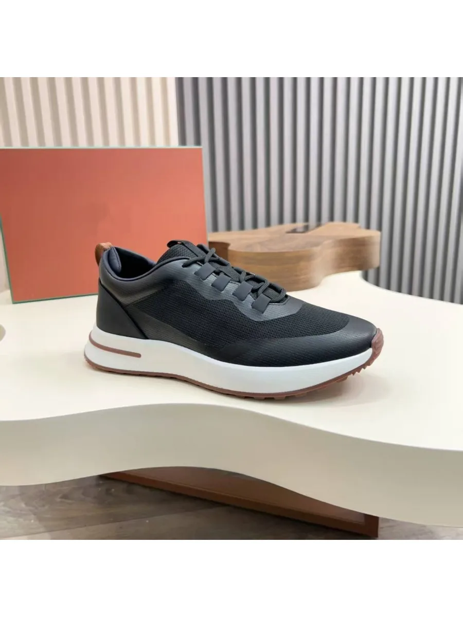 Nieuwe casual sneakers voor heren Mesh en leer patchwork hardloopschoenen Lage veterschoenen Meerkleurige ademende veelzijdige joggingschoenen - afbeelding 2