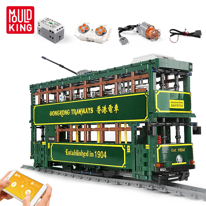 MOULDKING KB120 Moc Building Blocks of Constructions Hong KongTramways Toy Car Bus Train Educational Toys for Children Model Kit