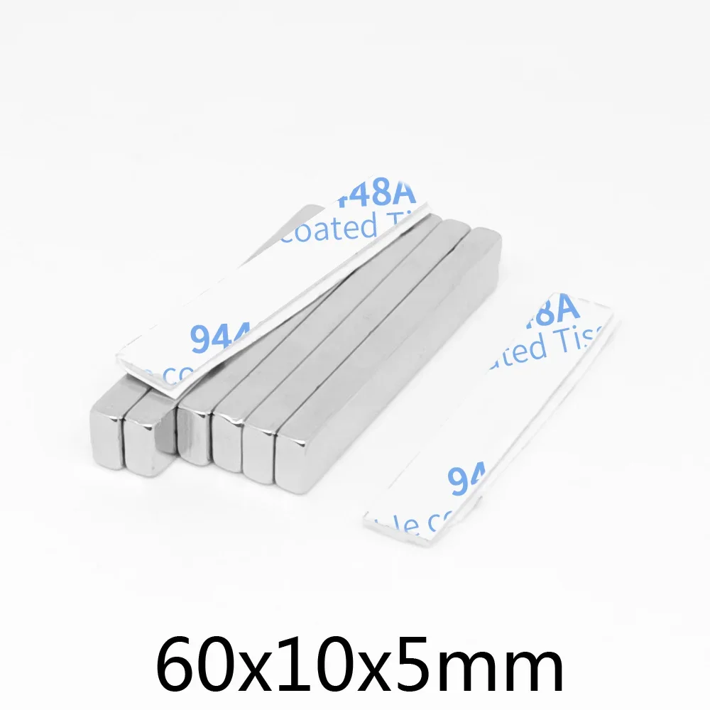 60x10x5mm Rare Earth Neodymium Magnet With Self - Adhesive Tape 60*10*5 Thick Block Permanent NdFeB Magnet 60x10x5 60*10*5mm