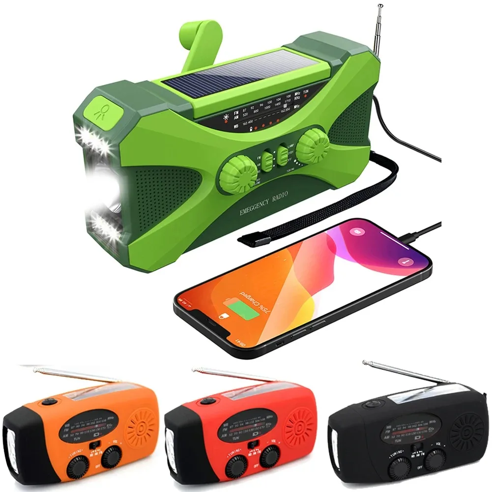 AM/FM/NOAA Emergency Radio 10000mAh Solar Power Hand Crank Radio Global receiver High Quality LED Torch Reading Light SOS Alarm